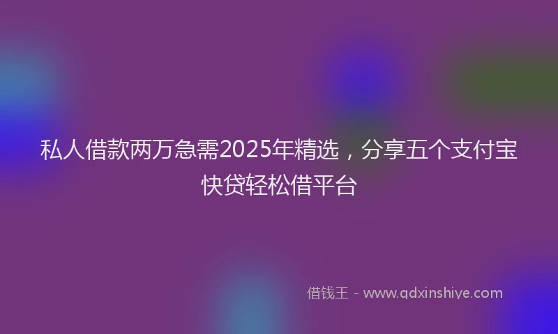 私人借款两万急需2025年精选，分享五个支付宝快贷轻松借平台