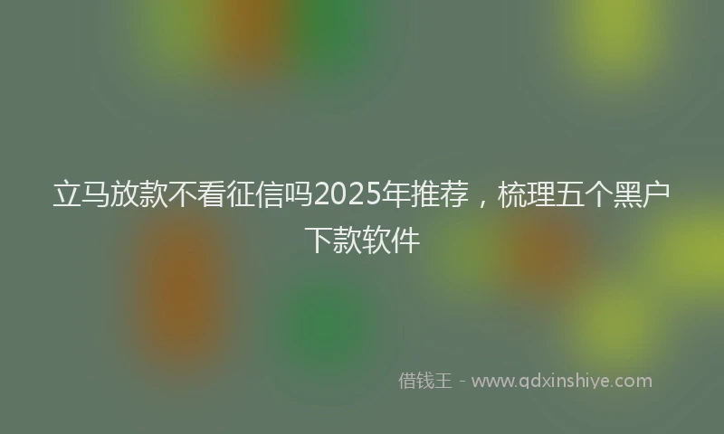 立马放款不看征信吗2025年推荐，梳理五个黑户下款软件
