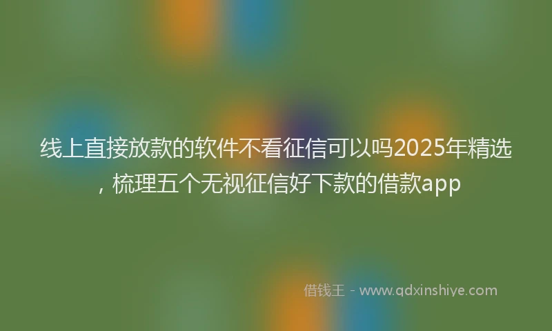 线上直接放款的软件不看征信可以吗2025年精选，梳理五个无视征信好下款的借款app