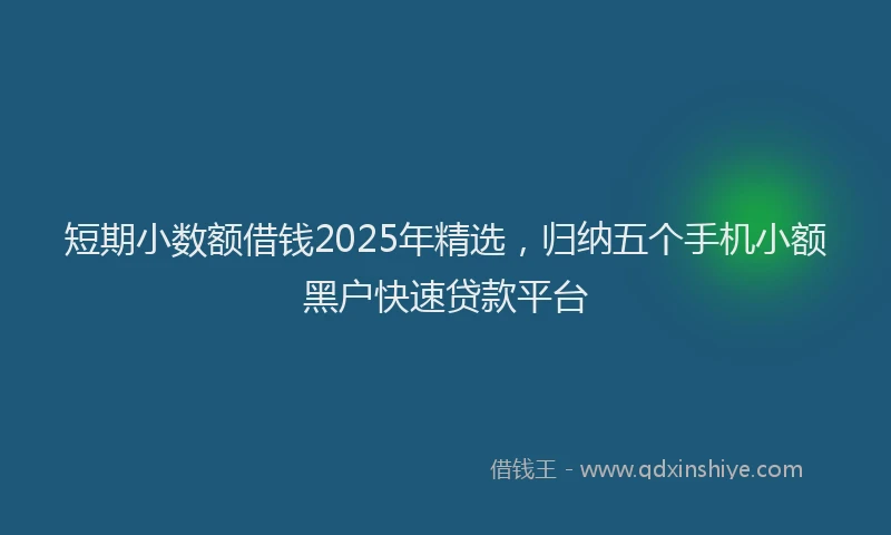 短期小数额借钱2025年精选，归纳五个手机小额黑户快速贷款平台