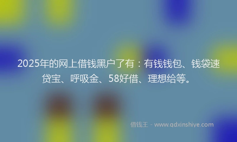 2025年的网上借钱黑户了有：有钱钱包、钱袋速贷宝、呼吸金、58好借、理想给等。