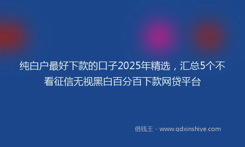纯白户最好下款的口子2025年精选，汇总5个不看征信无视黑白百分百下款网贷平台