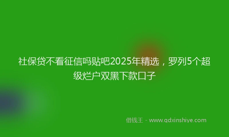 社保贷不看征信吗贴吧2025年精选，罗列5个超级烂户双黑下款口子