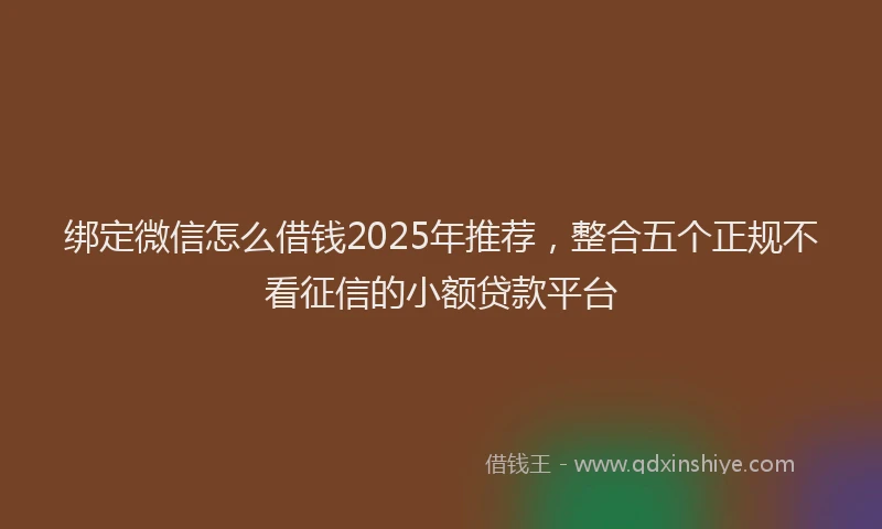 绑定微信怎么借钱2025年推荐，整合五个正规不看征信的小额贷款平台
