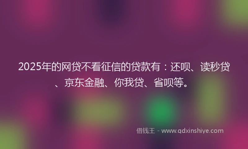 2025年的网贷不看征信的贷款有：还呗、读秒贷、京东金融、你我贷、省呗等。