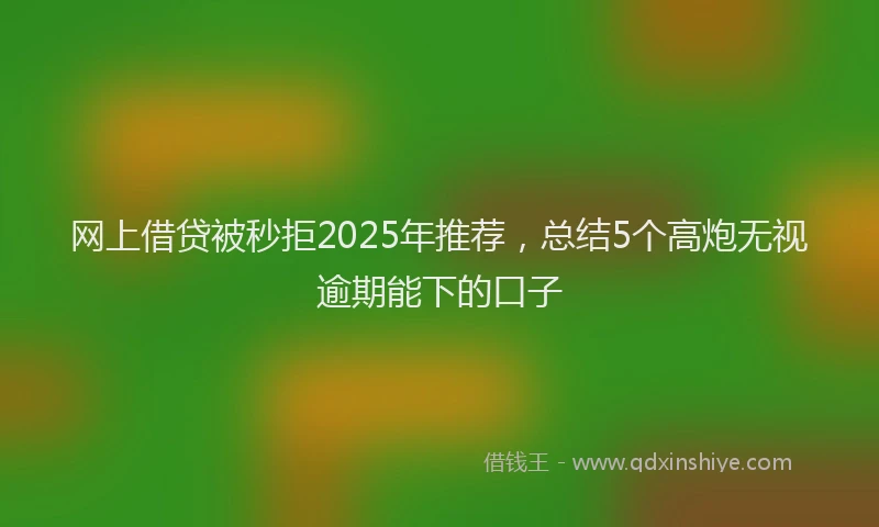 网上借贷被秒拒2025年推荐，总结5个高炮无视逾期能下的口子