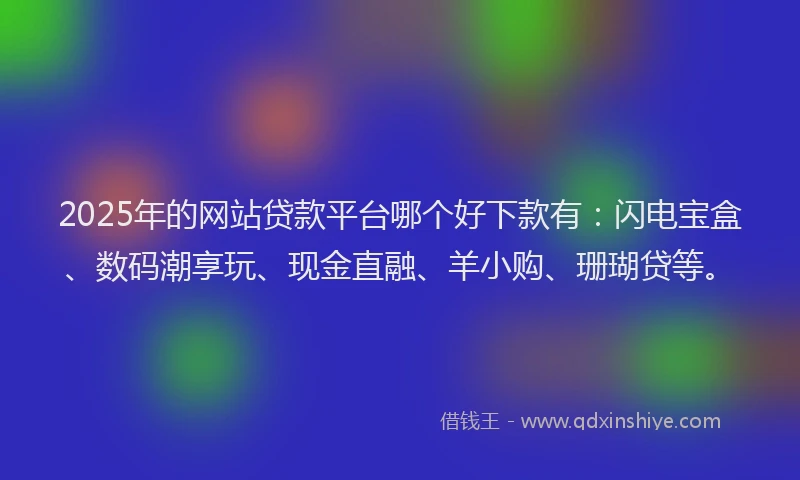 2025年的网站贷款平台哪个好下款有：闪电宝盒、数码潮享玩、现金直融、羊小购、珊瑚贷等。