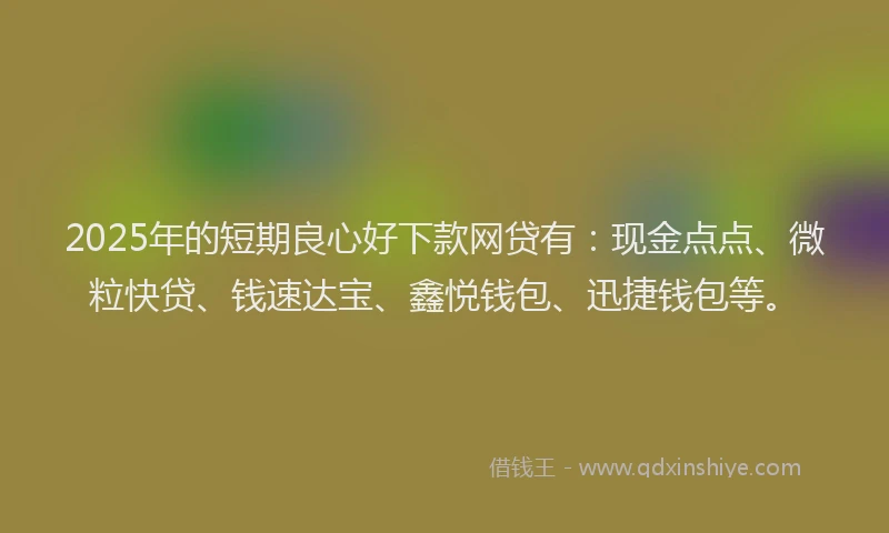 2025年的短期良心好下款网贷有：现金点点、微粒快贷、钱速达宝、鑫悦钱包、迅捷钱包等。