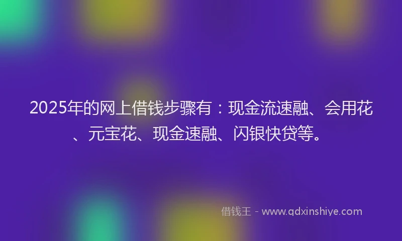 2025年的网上借钱步骤有：现金流速融、会用花、元宝花、现金速融、闪银快贷等。