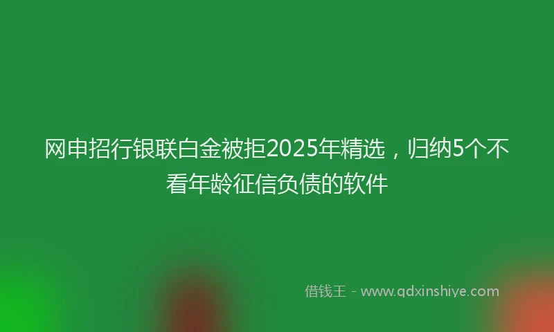 网申招行银联白金被拒2025年精选，归纳5个不看年龄征信负债的软件