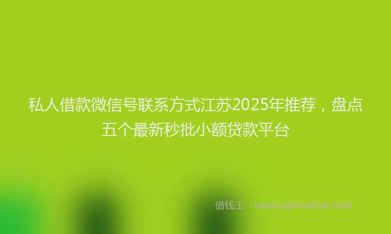 私人借款微信号联系方式江苏2025年推荐，盘点五个最新秒批小额贷款平台