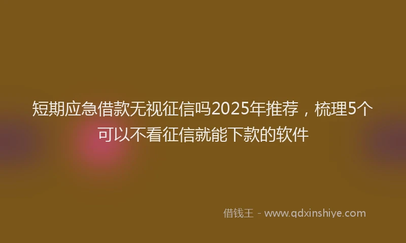 短期应急借款无视征信吗2025年推荐，梳理5个可以不看征信就能下款的软件