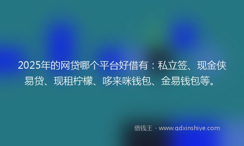 2025年的网贷哪个平台好借有：私立签、现金侠易贷、现租柠檬、哆来咪钱包、金易钱包等。
