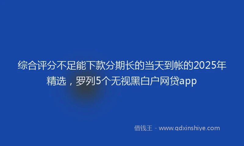 综合评分不足能下款分期长的当天到帐的2025年精选，罗列5个无视黑白户网贷app