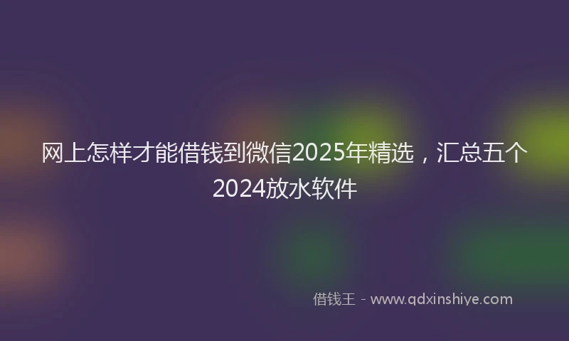 网上怎样才能借钱到微信2025年精选，汇总五个2024放水软件