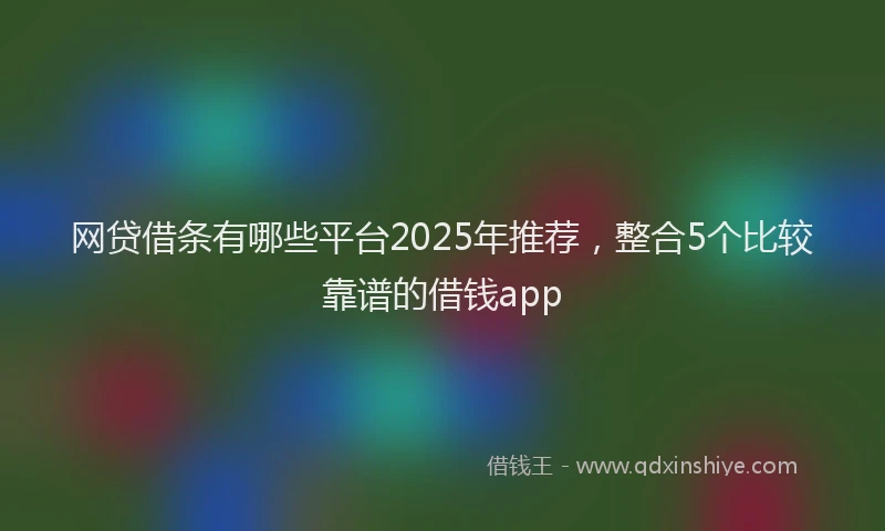 网贷借条有哪些平台2025年推荐，整合5个比较靠谱的借钱app