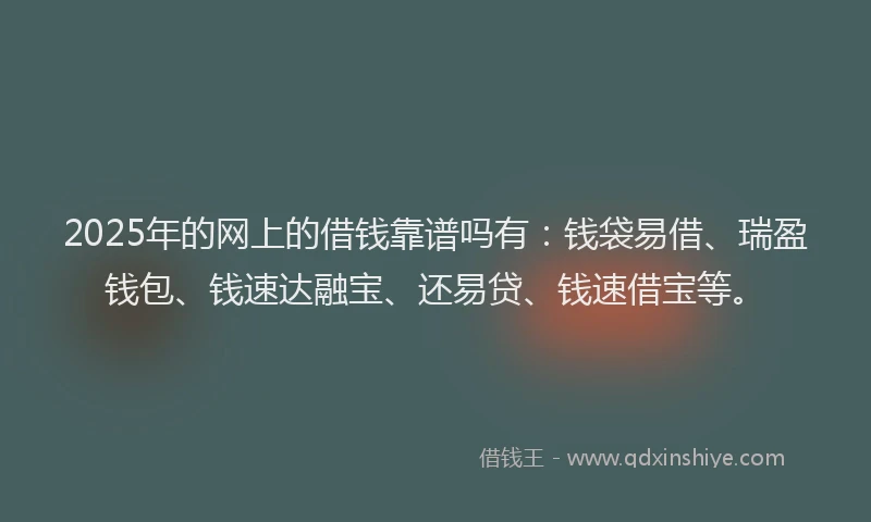 2025年的网上的借钱靠谱吗有：钱袋易借、瑞盈钱包、钱速达融宝、还易贷、钱速借宝等。