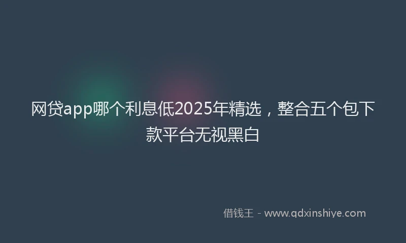 网贷app哪个利息低2025年精选，整合五个包下款平台无视黑白