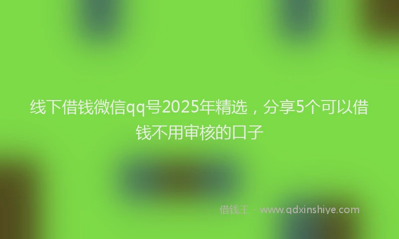 线下借钱微信qq号2025年精选，分享5个可以借钱不用审核的口子