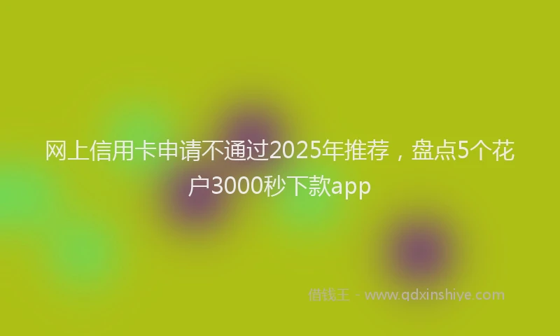 网上信用卡申请不通过2025年推荐，盘点5个花户3000秒下款app