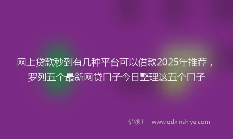 网上贷款秒到有几种平台可以借款2025年推荐，罗列五个最新网贷口子今日整理这五个口子