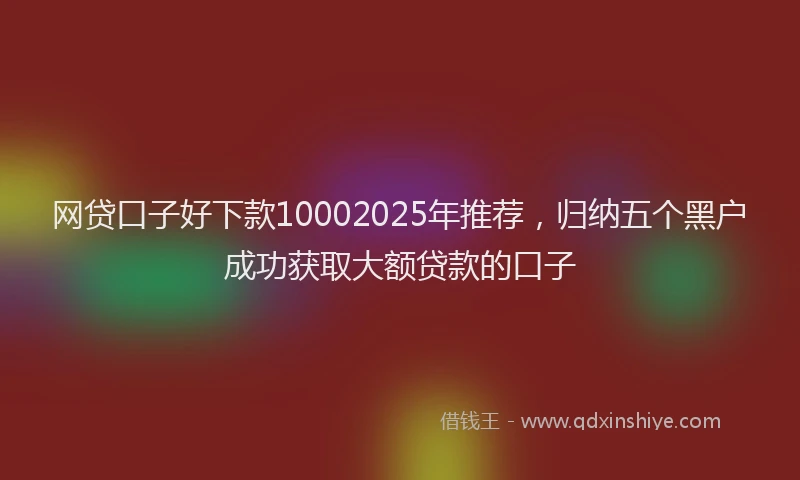 网贷口子好下款10002025年推荐，归纳五个黑户成功获取大额贷款的口子