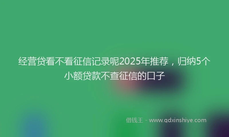 经营贷看不看征信记录呢2025年推荐，归纳5个小额贷款不查征信的口子