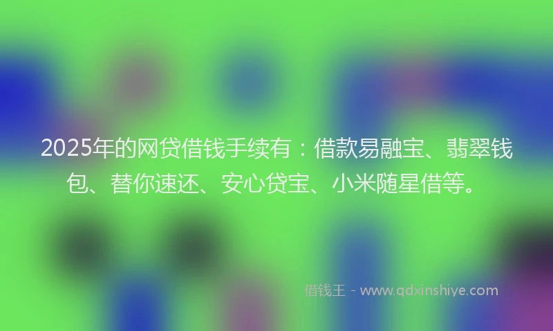 2025年的网贷借钱手续有：借款易融宝、翡翠钱包、替你速还、安心贷宝、小米随星借等。