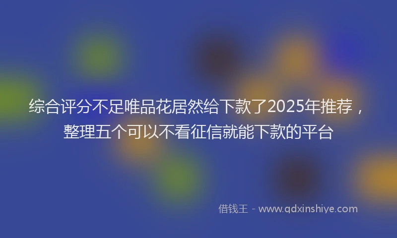 综合评分不足唯品花居然给下款了2025年推荐，整理五个可以不看征信就能下款的平台