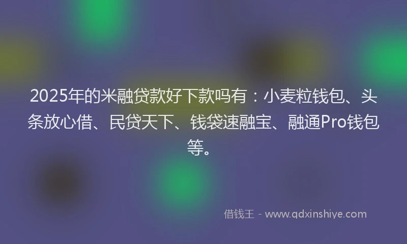 2025年的米融贷款好下款吗有：小麦粒钱包、头条放心借、民贷天下、钱袋速融宝、融通Pro钱包等。