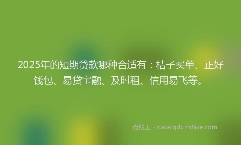2025年的短期贷款哪种合适有：桔子买单、正好钱包、易贷宝融、及时租、信用易飞等。