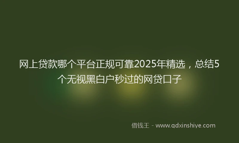 网上贷款哪个平台正规可靠2025年精选，总结5个无视黑白户秒过的网贷口子