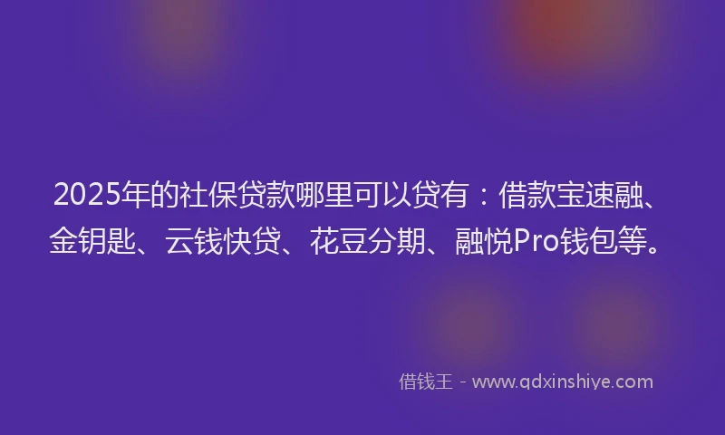 2025年的社保贷款哪里可以贷有：借款宝速融、金钥匙、云钱快贷、花豆分期、融悦Pro钱包等。
