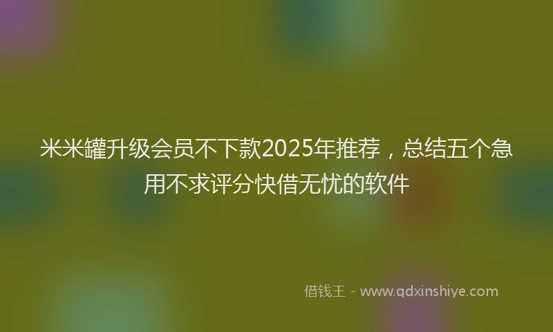 米米罐升级会员不下款2025年推荐，总结五个急用不求评分快借无忧的软件