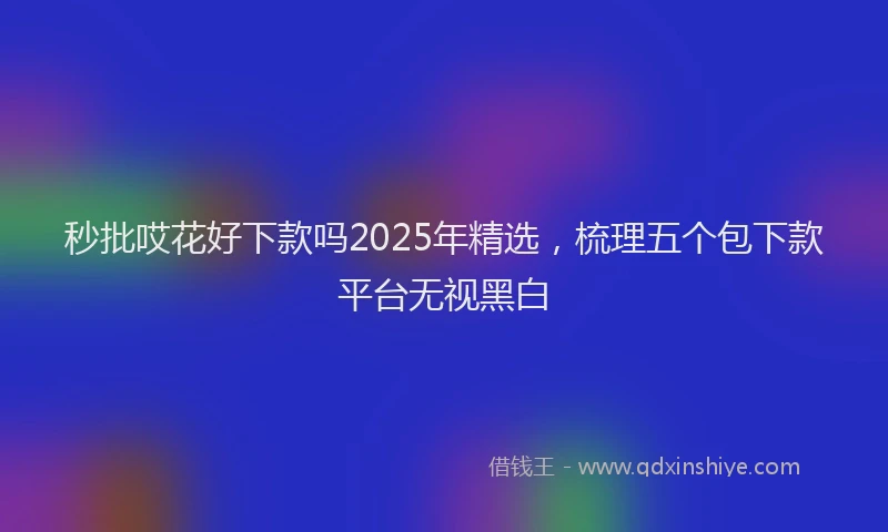秒批哎花好下款吗2025年精选，梳理五个包下款平台无视黑白