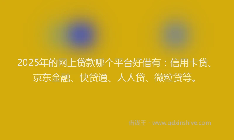 2025年的网上贷款哪个平台好借有：信用卡贷、京东金融、快贷通、人人贷、微粒贷等。