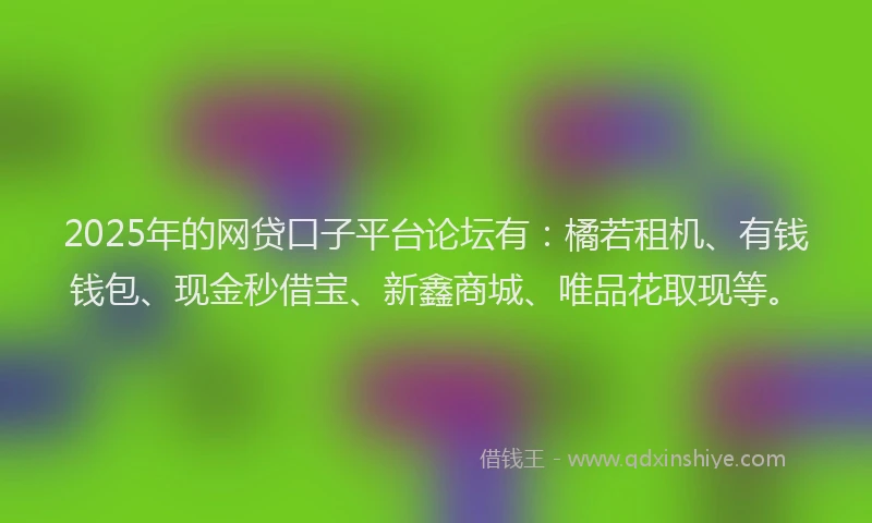 2025年的网贷口子平台论坛有：橘若租机、有钱钱包、现金秒借宝、新鑫商城、唯品花取现等。