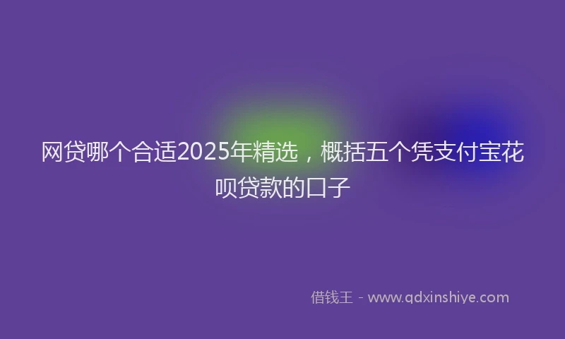网贷哪个合适2025年精选，概括五个凭支付宝花呗贷款的口子