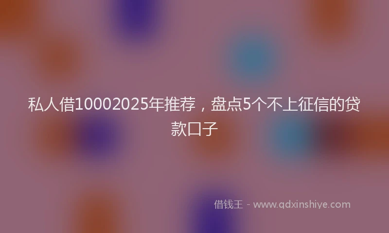 私人借10002025年推荐，盘点5个不上征信的贷款口子