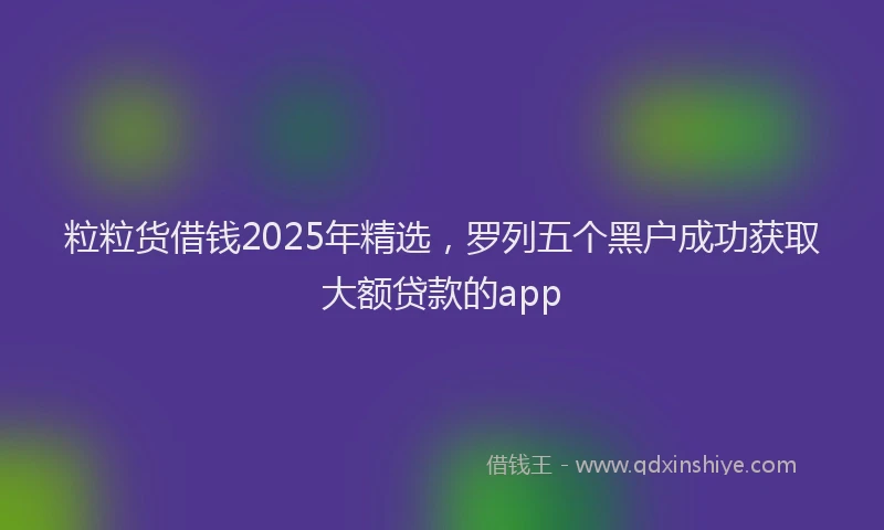 粒粒货借钱2025年精选，罗列五个黑户成功获取大额贷款的app