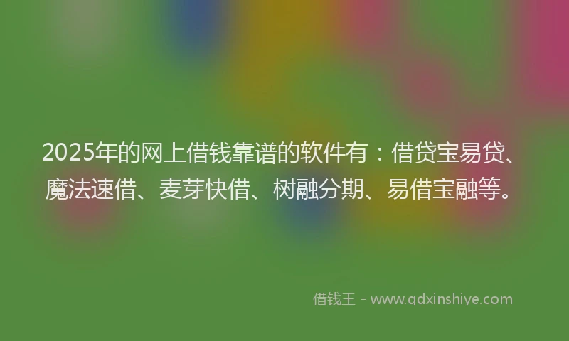2025年的网上借钱靠谱的软件有：借贷宝易贷、魔法速借、麦芽快借、树融分期、易借宝融等。