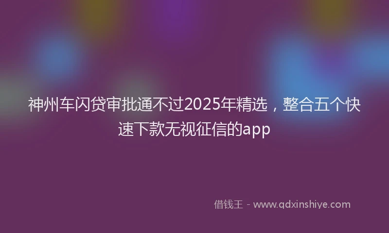 神州车闪贷审批通不过2025年精选，整合五个快速下款无视征信的app