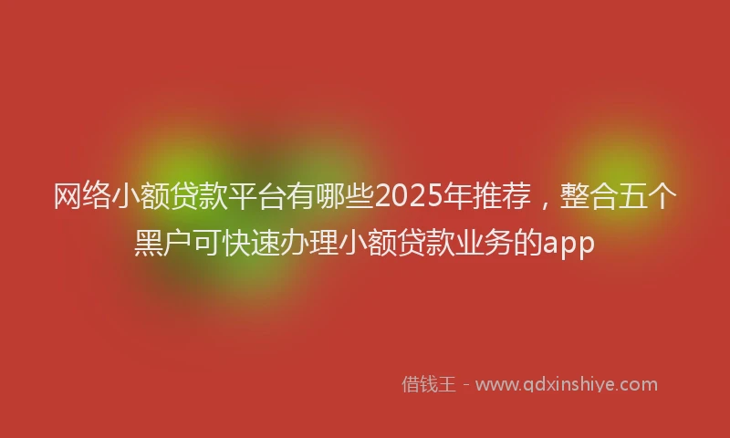 网络小额贷款平台有哪些2025年推荐，整合五个黑户可快速办理小额贷款业务的app