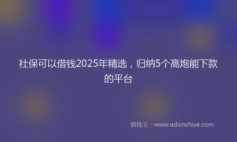 社保可以借钱2025年精选，归纳5个高炮能下款的平台