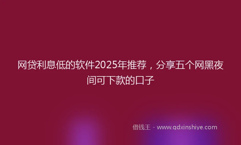 网贷利息低的软件2025年推荐，分享五个网黑夜间可下款的口子