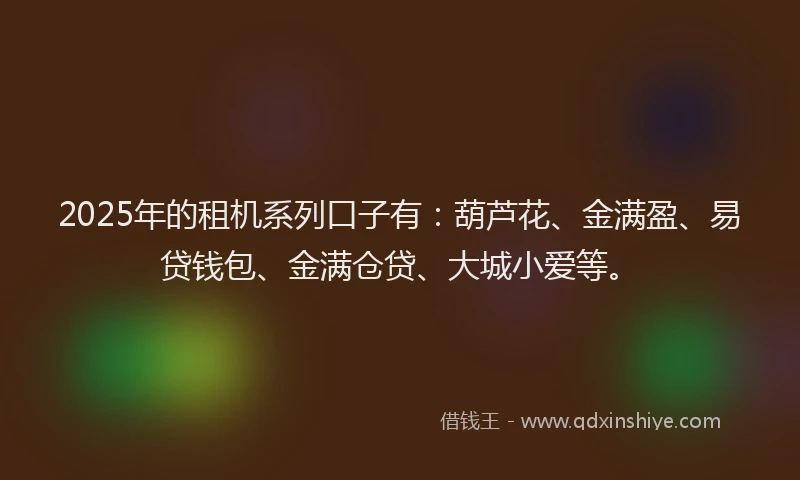 2025年的租机系列口子有：葫芦花、金满盈、易贷钱包、金满仓贷、大城小爱等。