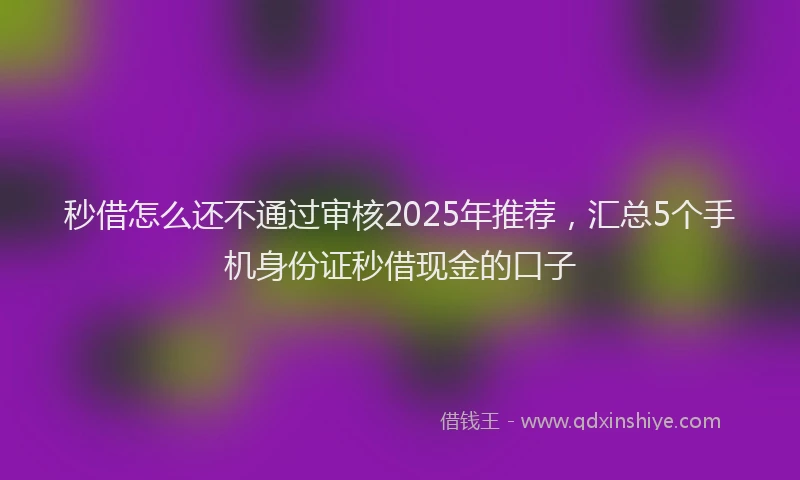 秒借怎么还不通过审核2025年推荐，汇总5个手机身份证秒借现金的口子