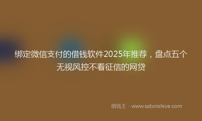 绑定微信支付的借钱软件2025年推荐，盘点五个无视风控不看征信的网贷