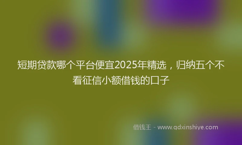 短期贷款哪个平台便宜2025年精选，归纳五个不看征信小额借钱的口子