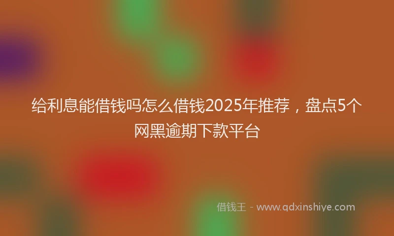给利息能借钱吗怎么借钱2025年推荐，盘点5个网黑逾期下款平台